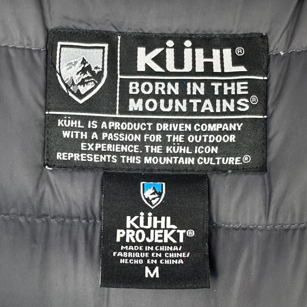 Kuhl Wyldefire Hoody Jacket Mens Medium Black Raven Down Waxed Canvas Puffer